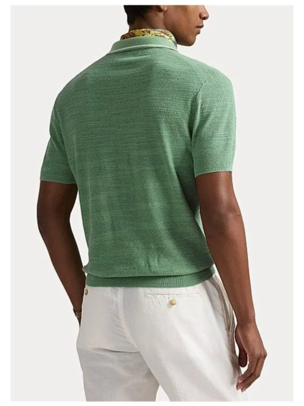 NWT Polo Ralph Lauren Cotton Linen Johnny Collar Sweater Faded Mint Size Large